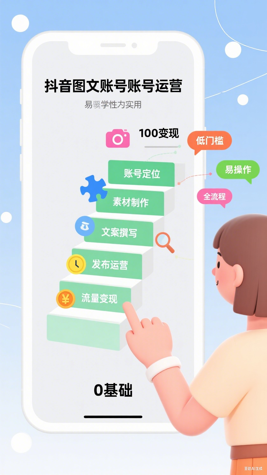 抖音精品图文账号运营全流程课程，从0到100教你做图文账号（低门槛，易操作）