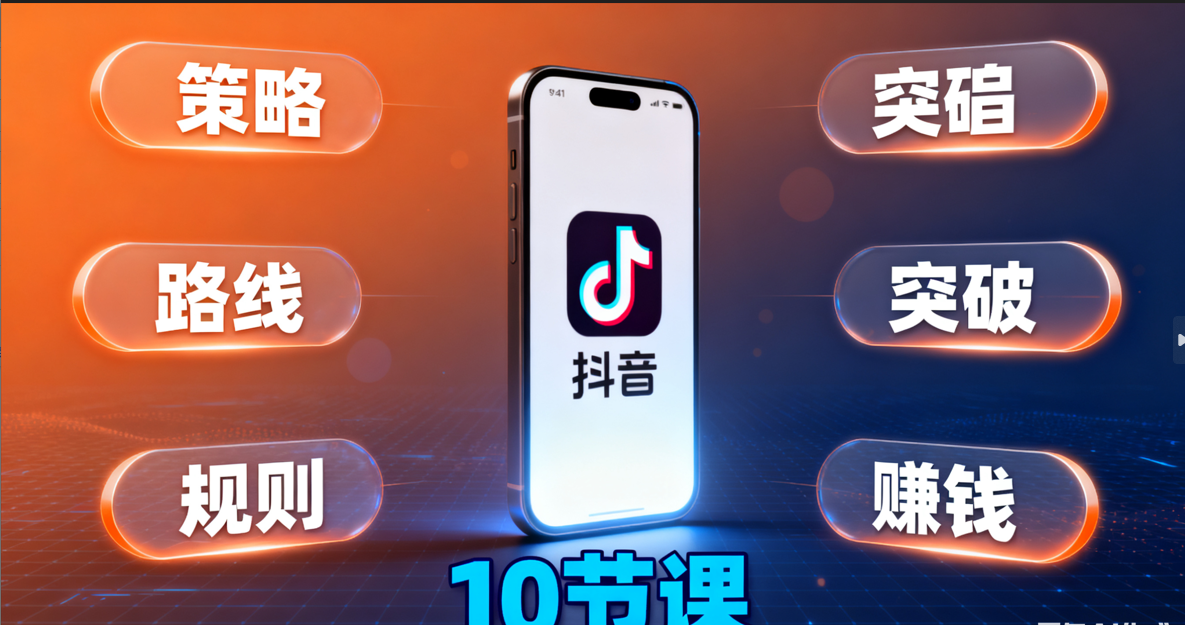 普通人如何在抖音赚到钱：策略 路线 规则 突破 赚钱（10节课）